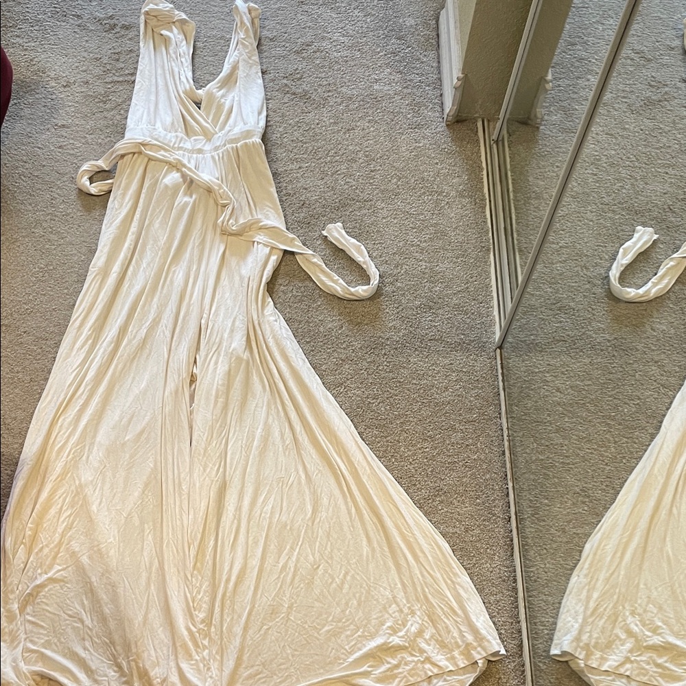 Free People Cream Jumpsuit